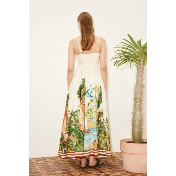 Alemais Toucan Tango Midi Dress  Sustainable Dresses with Alemais print -  Luxury Handbags Australian Designer