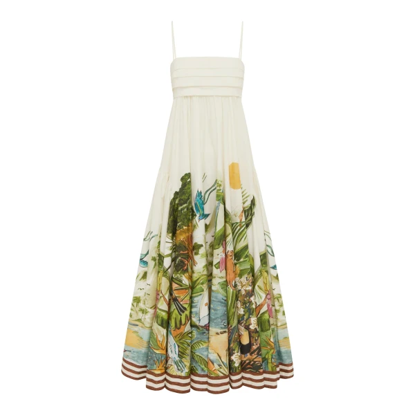 Alemais Toucan Tango Midi Dress  Sustainable Dresses with Alemais print -  Luxury Handbags Australian Designer