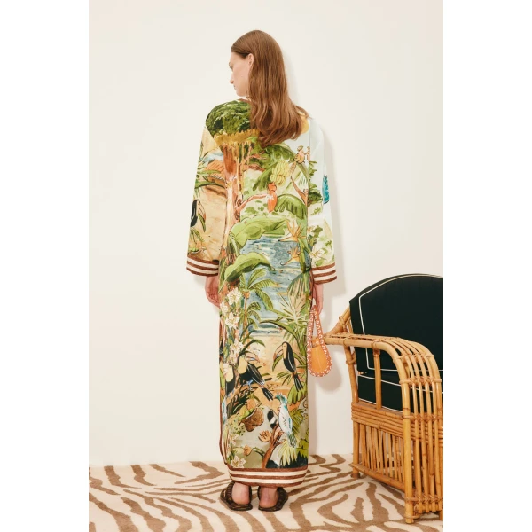 Alemais Toucan Tango Silk Midi Dress  Sustainable Dresses with Alemais print -  Luxury Handbags Australian Designer