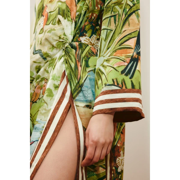 Alemais Toucan Tango Silk Midi Dress  Sustainable Dresses with Alemais print -  Luxury Handbags Australian Designer
