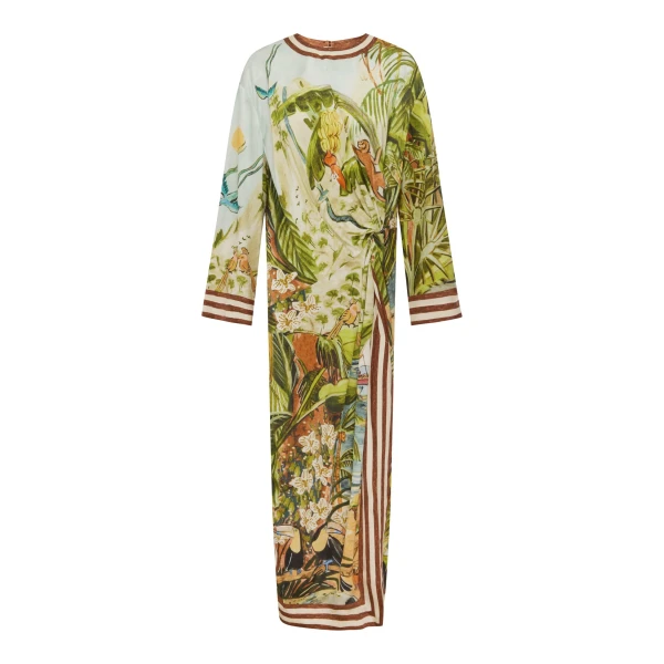 Alemais Toucan Tango Silk Midi Dress  Sustainable Dresses with Alemais print -  Luxury Handbags Australian Designer