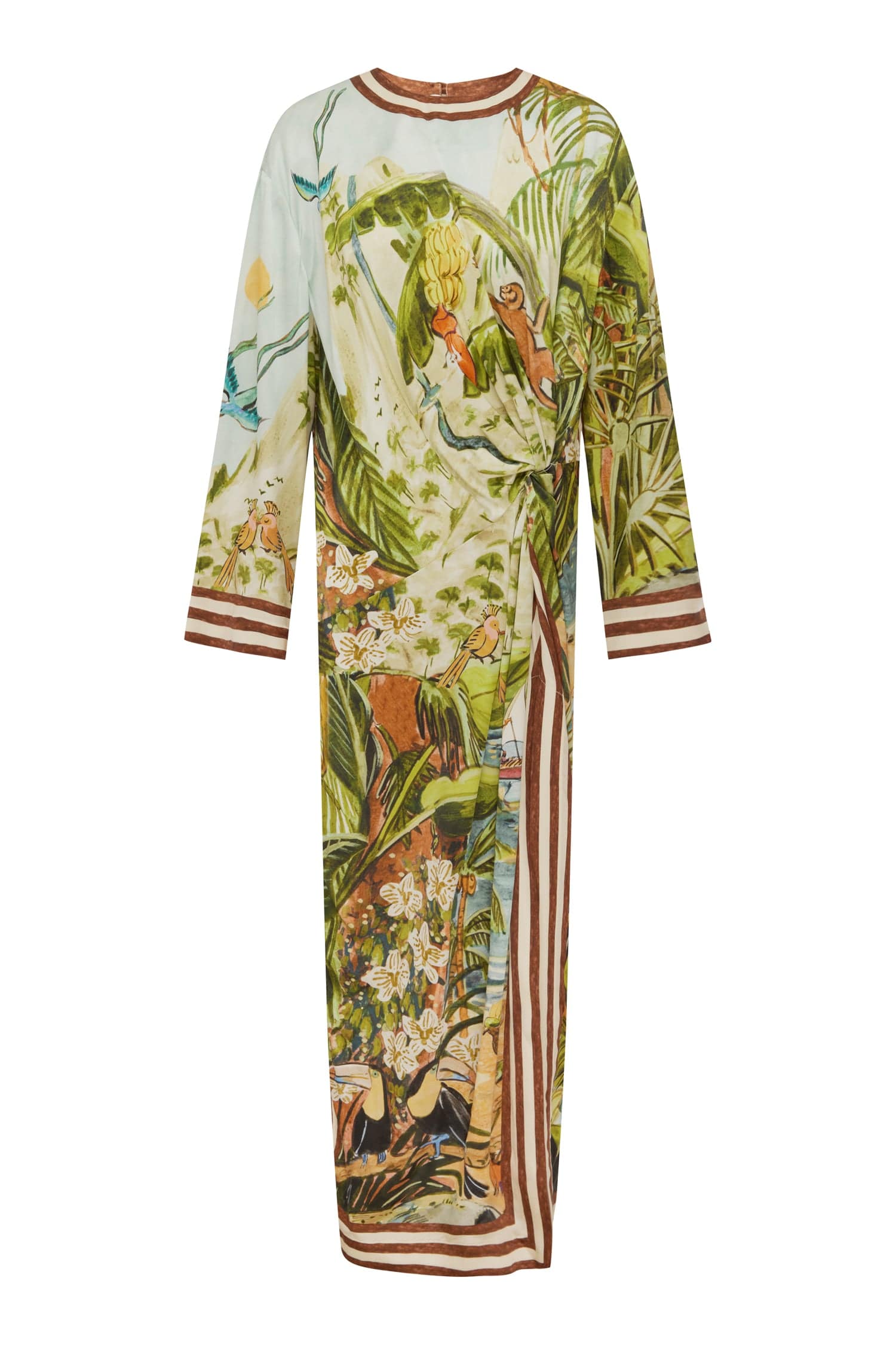 Alemais Toucan Tango Silk Midi Dress  Sustainable Dresses with Alemais print -  Luxury Handbags Australian Designer
