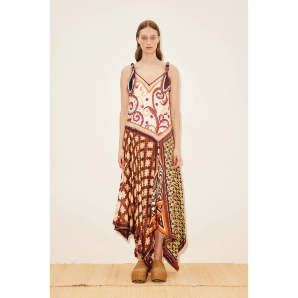 Alemais Wilson Silk Midi Dress  Sustainable Dresses with Alemais print -  Luxury Handbags Australian Designer