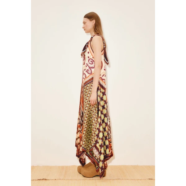Alemais Wilson Silk Midi Dress  Sustainable Dresses with Alemais print -  Luxury Handbags Australian Designer