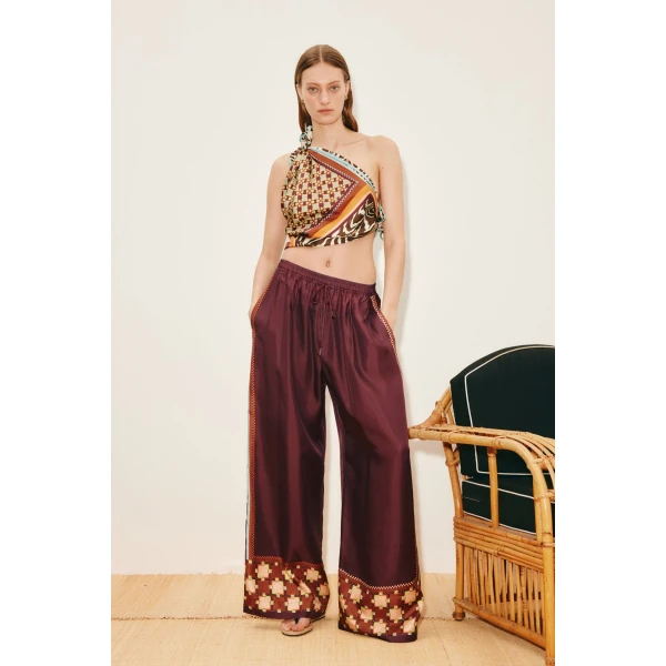 Alemais Wilson Silk Pant  Sustainable Pants with Alemais print -  Luxury Handbags Australian Designer