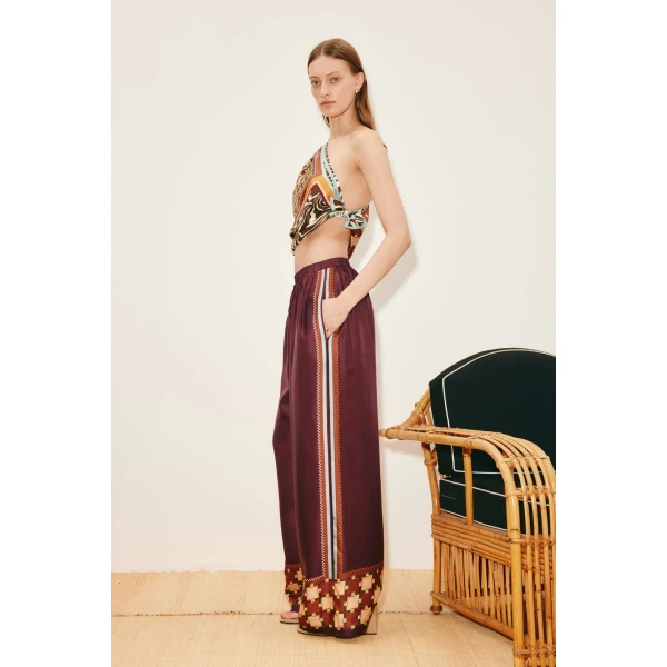 Alemais Wilson Silk Pant  Sustainable Pants with Alemais print -  Luxury Handbags Australian Designer