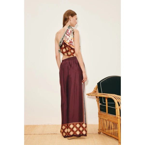 Alemais Wilson Silk Pant  Sustainable Pants with Alemais print -  Luxury Handbags Australian Designer