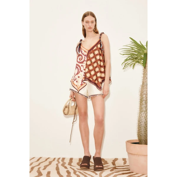 Alemais Wilson Silk Top  Sustainable Tops with Alemais print -  Luxury Handbags Australian Designer
