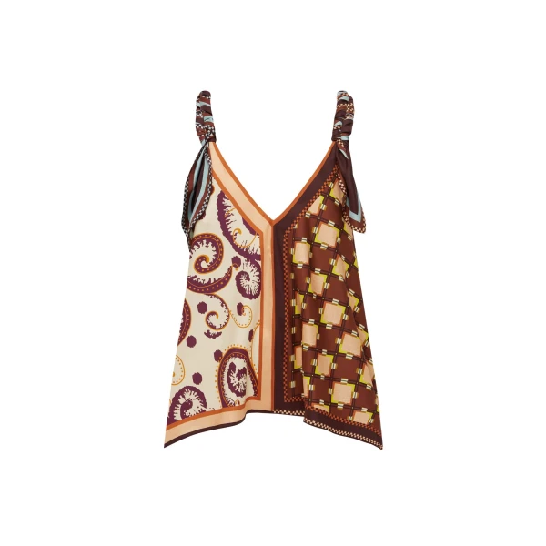 Alemais Wilson Silk Top  Sustainable Tops with Alemais print -  Luxury Handbags Australian Designer