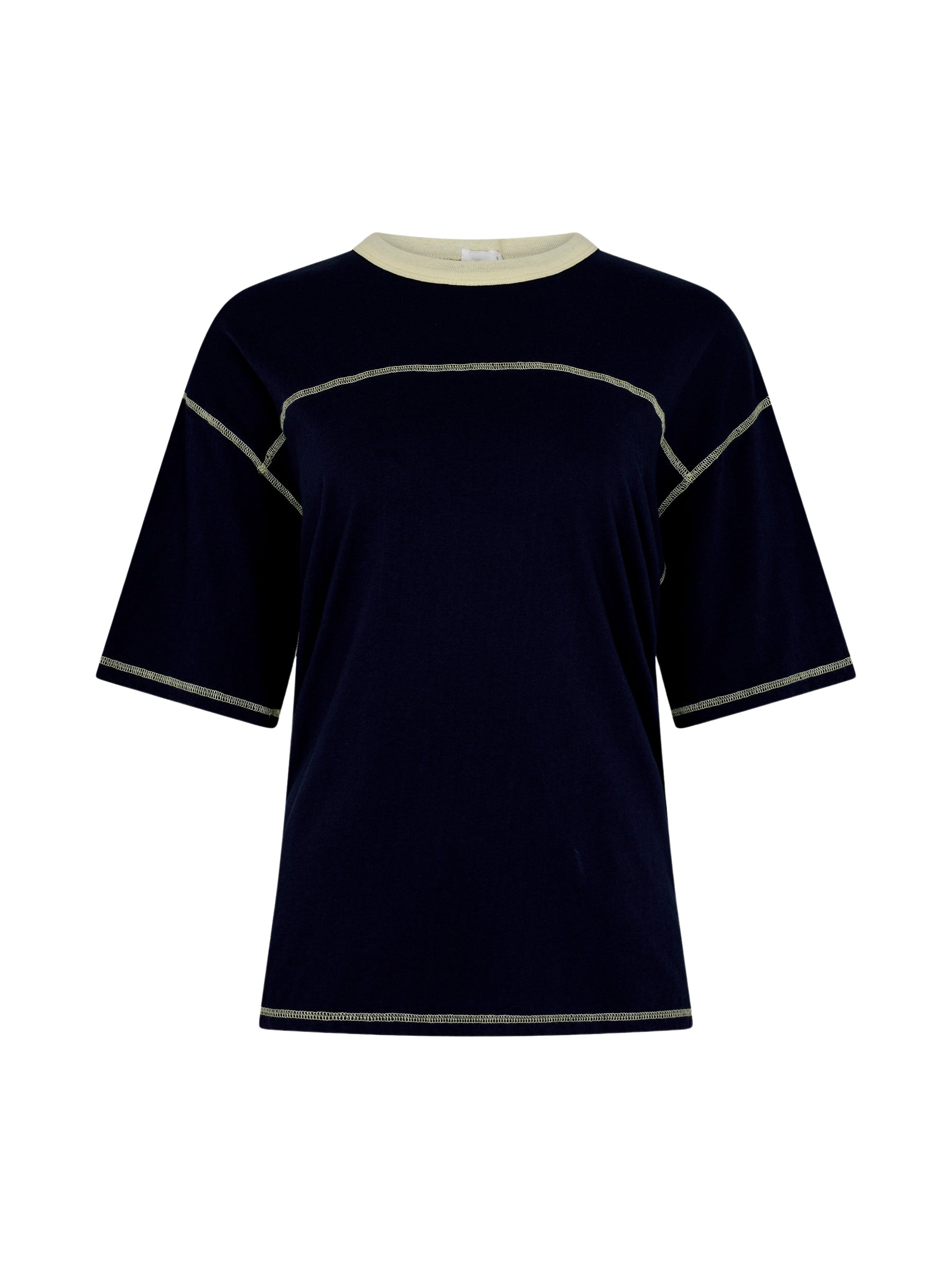 Bassike Boxy Yoke Coverstitch T-Shirt Top