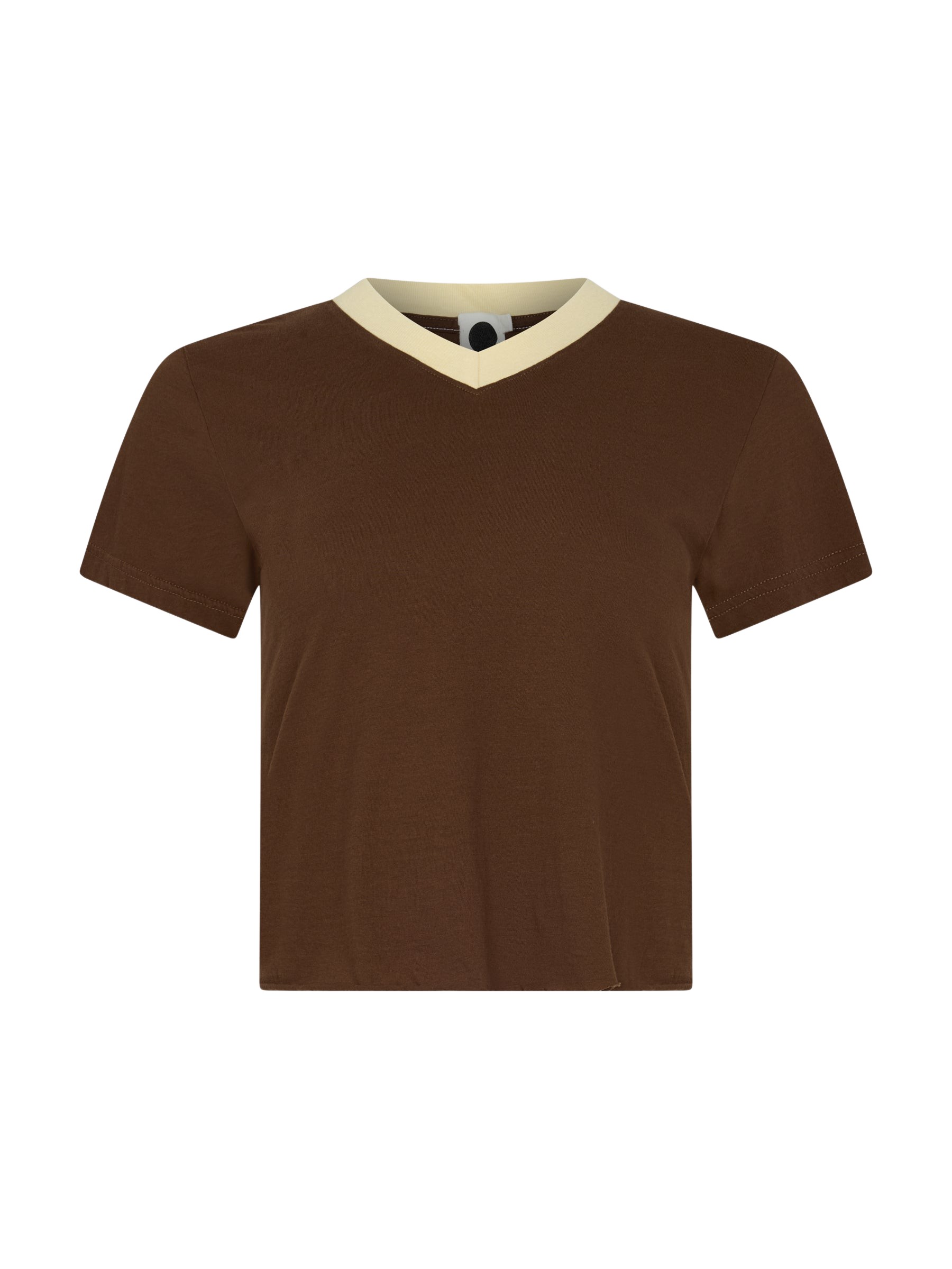 Bassike Contrast V-Neck Raw Edge Baby T-Shirt Top