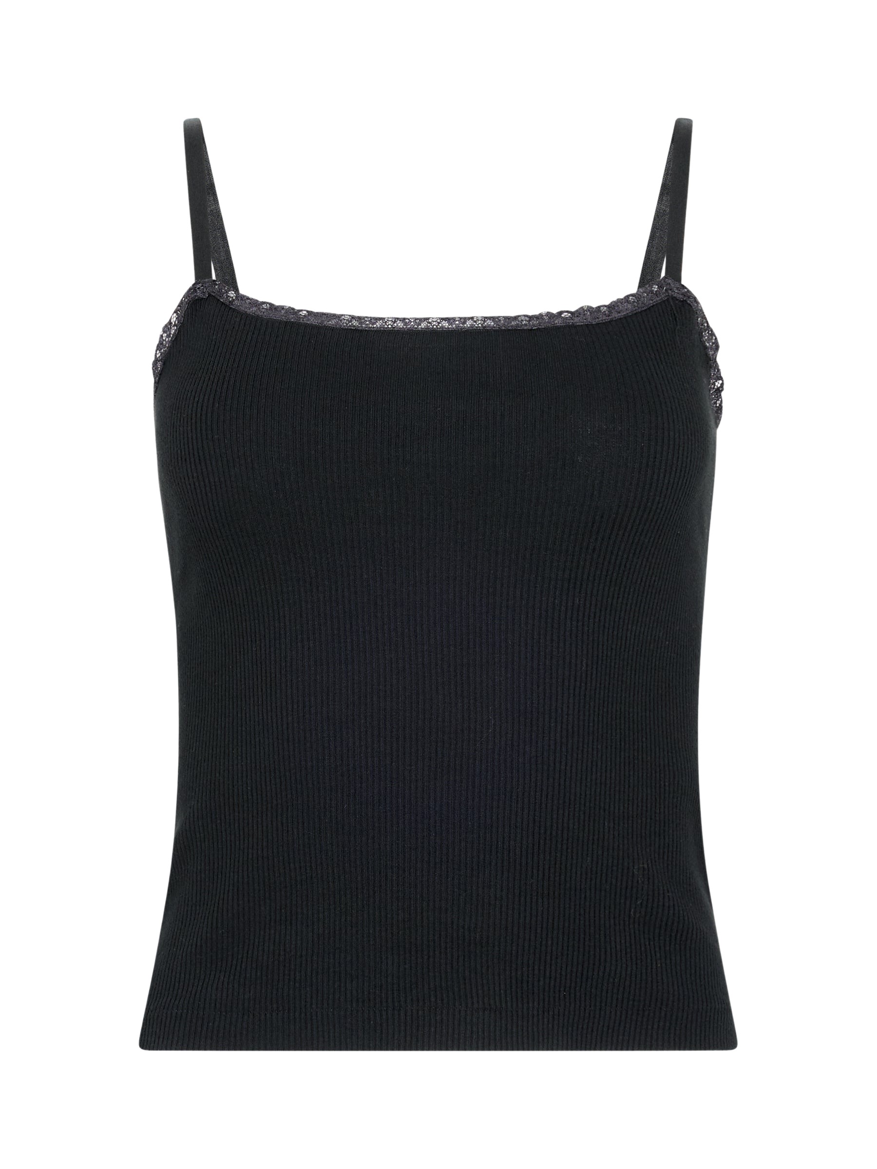 Bassike Lace Strap Soft Rib Tank Top
