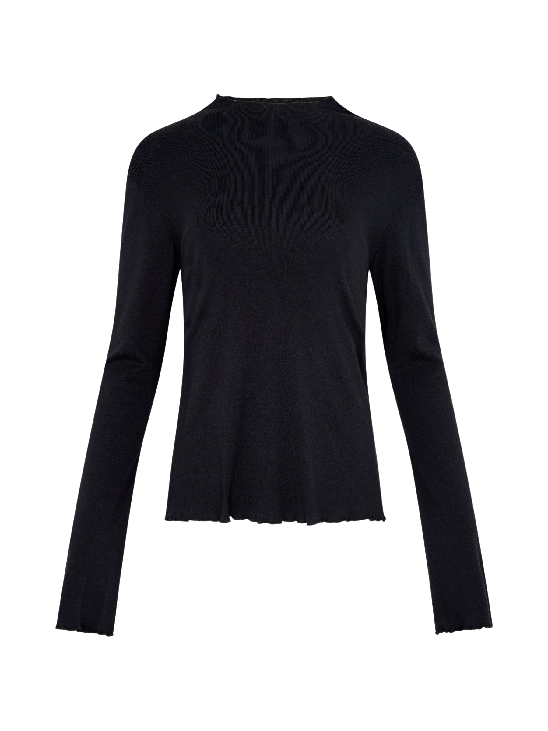 Bassike Rib Raised Neck Long Sleeve T-Shirt Top
