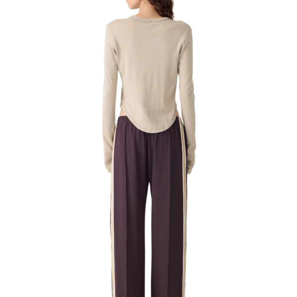 Bassike Scoop Hem Placket T-Shirt Top, view 7