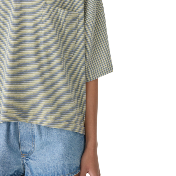 Bassike Stripe Boxy Pocket T-Shirt Top, view 4