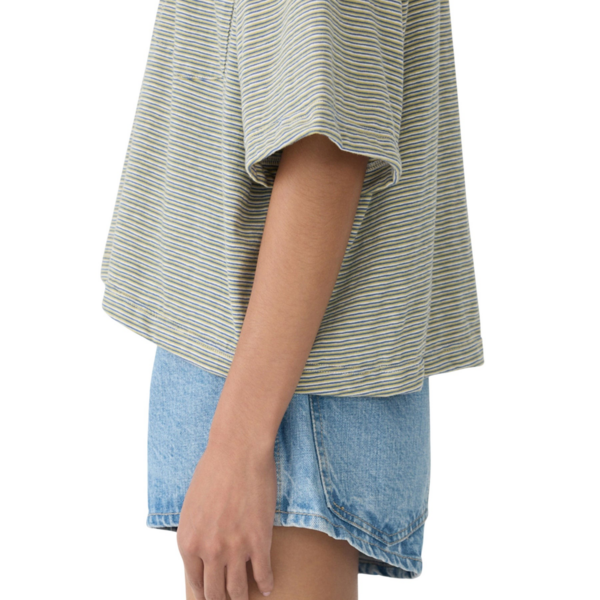 Bassike Stripe Boxy Pocket T-Shirt Top, view 5
