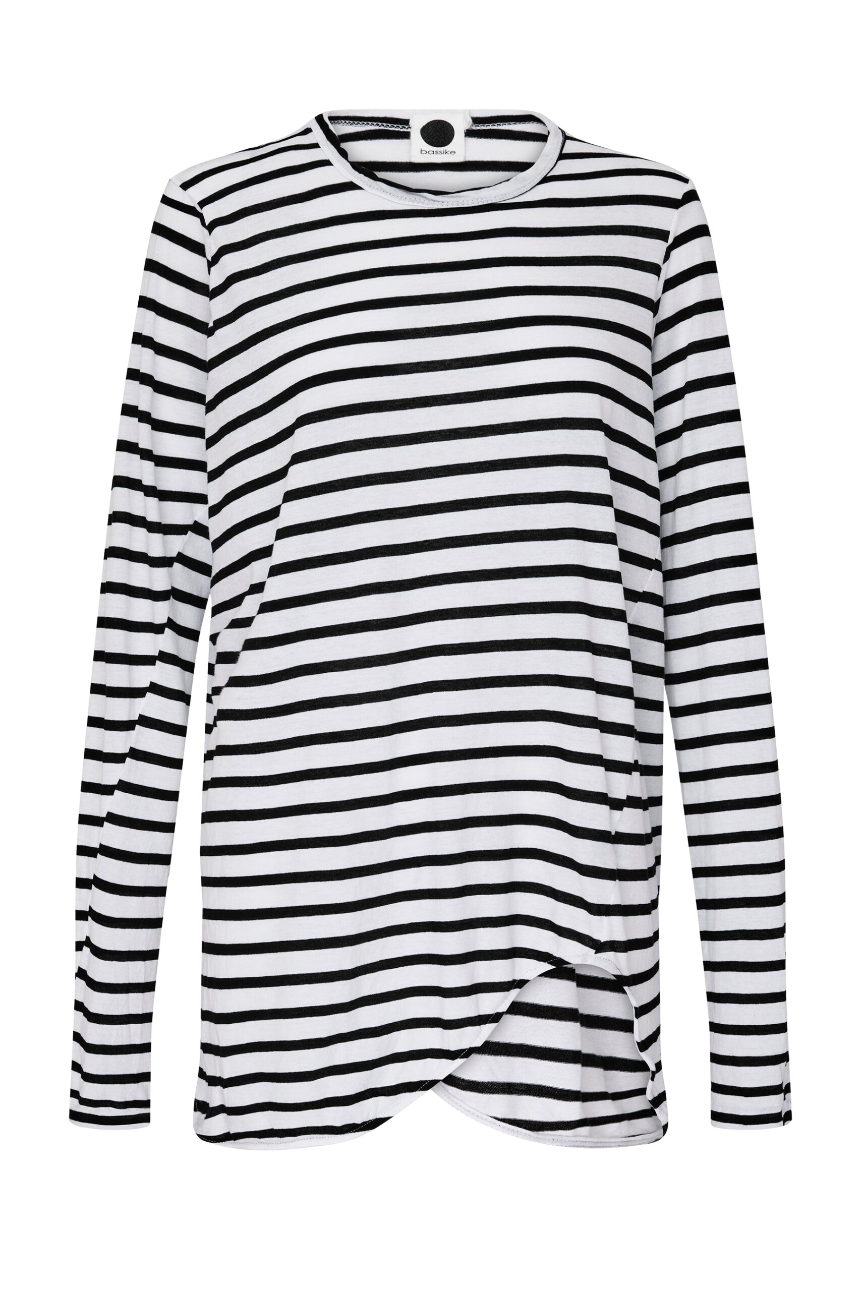 Bassike Stripe Scoop Hem Long Sleeve T-Shirt Top