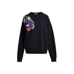 Essentiel Antwerp Black and multicolor cotton sweatshirt with floral sequin and bead-embellished embroidery - Essentiel Antwerp Shirts - Colorful Belgian Design - Shop at Luxury Shoes 