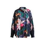 Essentiel Antwerp Black and multicolor oversized shirt with pleated cuffs - Essentiel Antwerp Shirts - Colorful Belgian Design - Shop at Luxury Shoes 