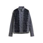 Essentiel Antwerp Black and white oversized striped cotton shirt with lace trims - Essentiel Antwerp Shirts - Colorful Belgian Design - Shop at Luxury Shoes 