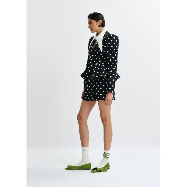 Essentiel Antwerp Black and white polka-dot cotton mini blazer dress - Essentiel Antwerp Dresses - Colorful Belgian Design - Shop at Luxury Shoes 