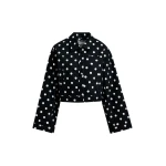 Essentiel Antwerp Black and white polka-dot cropped cotton jacket - Essentiel Antwerp Jackets - Colorful Belgian Design - Shop at Luxury Shoes 