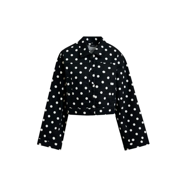 Essentiel Antwerp Black and white polka-dot cropped cotton jacket - Essentiel Antwerp Jackets - Colorful Belgian Design - Shop at Luxury Shoes 