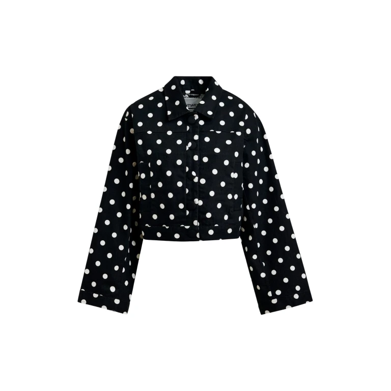 Essentiel Antwerp Black and white polka-dot cropped cotton jacket - Essentiel Antwerp Jackets - Colorful Belgian Design - Shop at Luxury Shoes 