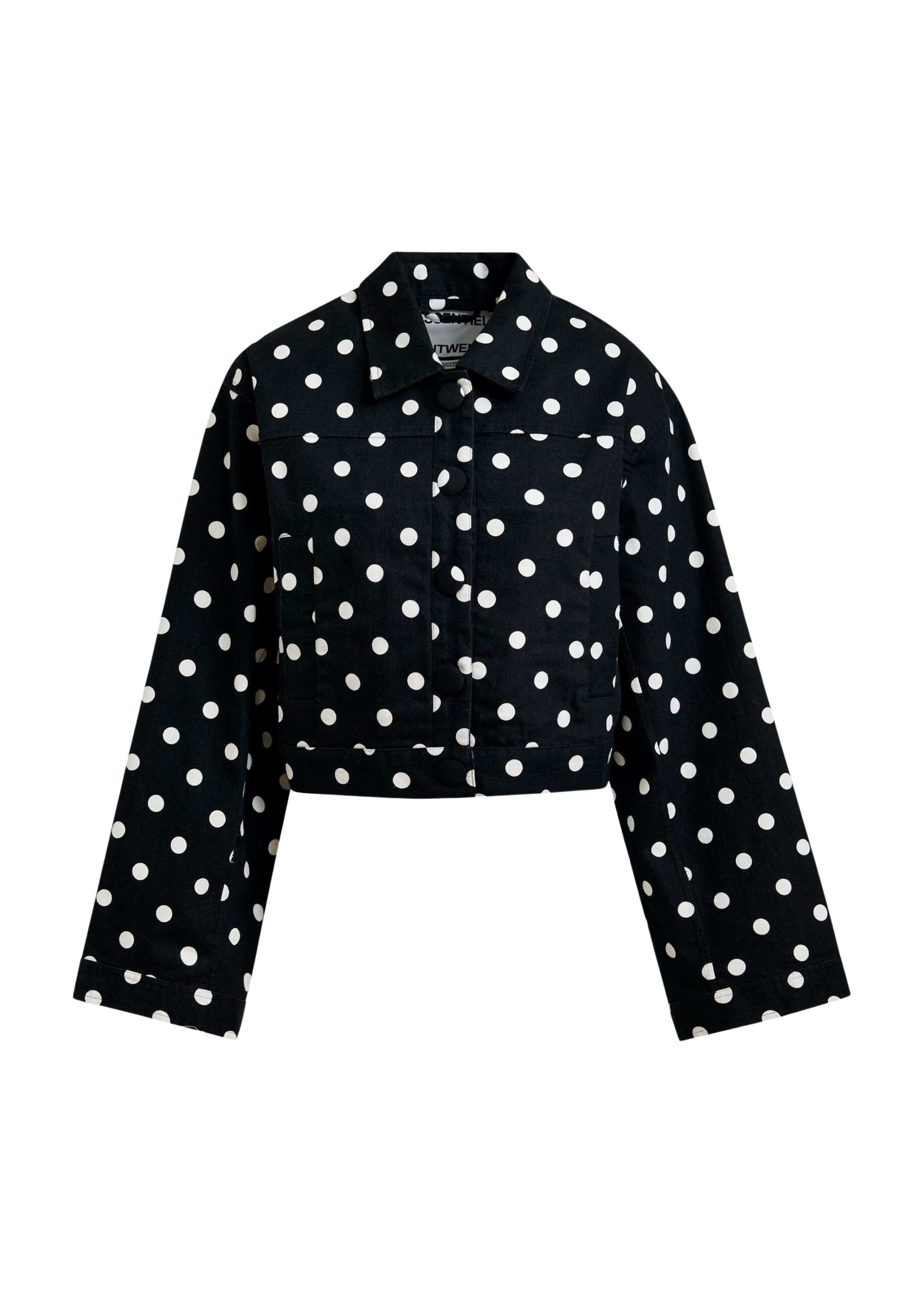 Essentiel Antwerp Black and white polka-dot cropped cotton jacket - Essentiel Antwerp Jackets - Colorful Belgian Design - Shop at Luxury Shoes 