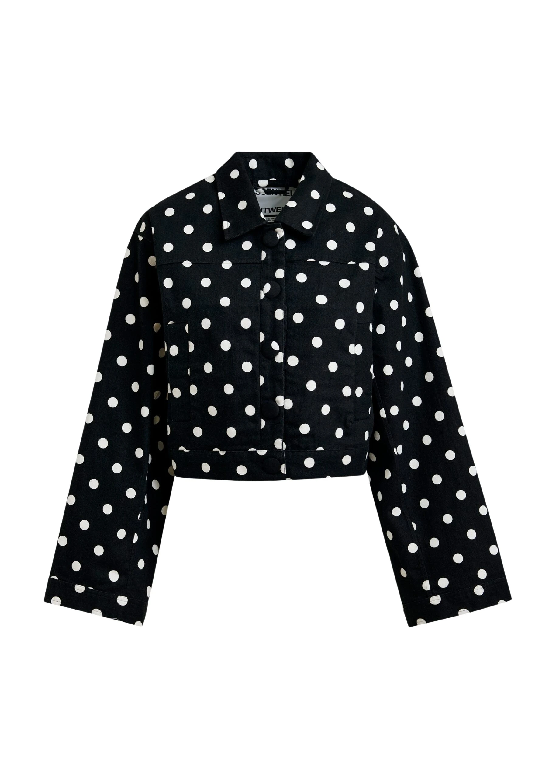Black-and-white-polka-dot-cropped-cotton-jacket-Essentiel-Antwerp-Jackets-scaled93522_nobg Essentiel Antwerp Black and white polka-dot cropped cotton jacket - Essentiel Antwerp Jackets - Colorful Belgian Design - Shop at Luxury Shoes