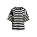Essentiel Antwerp Black and white striped rhinestone-embellished oversized cotton T-shirt - Essentiel Antwerp Shirts - Colorful Belgian Design - Shop at Luxury Shoes 