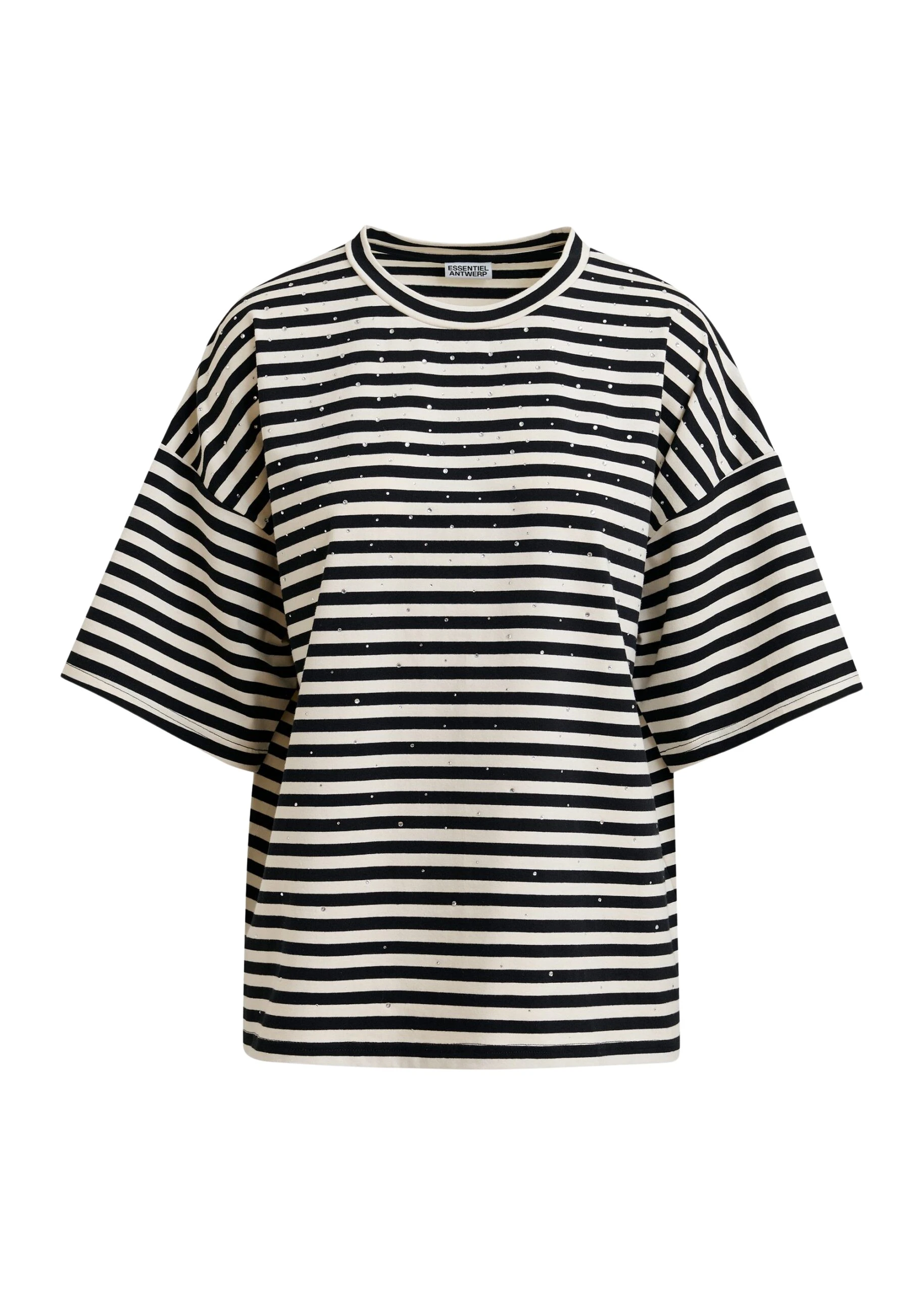 Black-and-white-striped-rhinestone-embellished-oversized-cotton-T-shirt-Essentiel-Antwerp-Shirts-scaled13149_nobg Essentiel Antwerp Black and white striped rhinestone-embellished oversized cotton T-shirt - Essentiel Antwerp Shirts - Colorful Belgian Design - Shop at Luxury Shoes