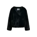 Essentiel Antwerp Black faux fur jacket - Essentiel Antwerp Jackets - Colorful Belgian Design - Shop at Luxury Shoes 