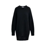 Essentiel Antwerp Black knit mini dress with ruffle detail - Essentiel Antwerp Dresses - Colorful Belgian Design - Shop at Luxury Shoes 