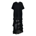 Essentiel Antwerp Black knitted dress with sheer layered hemline - Essentiel Antwerp Dresses - Colorful Belgian Design - Shop at Luxury Shoes 