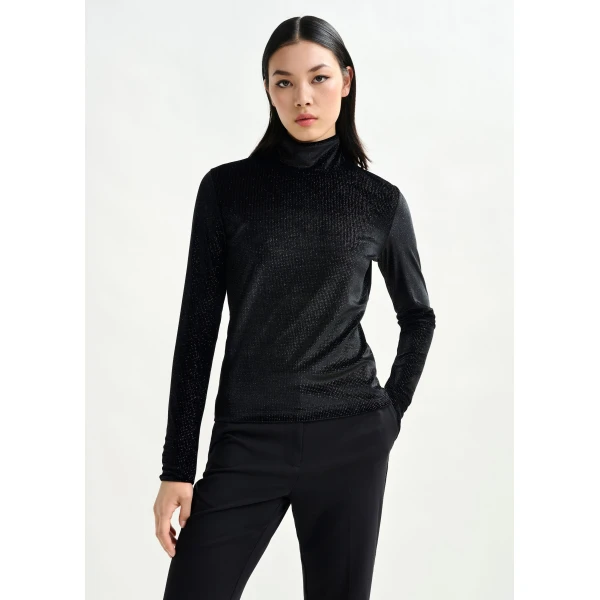 Essentiel Antwerp Black stretch-jersey turtleneck top - Essentiel Antwerp Tops - Colorful Belgian Design - Shop at Luxury Shoes 