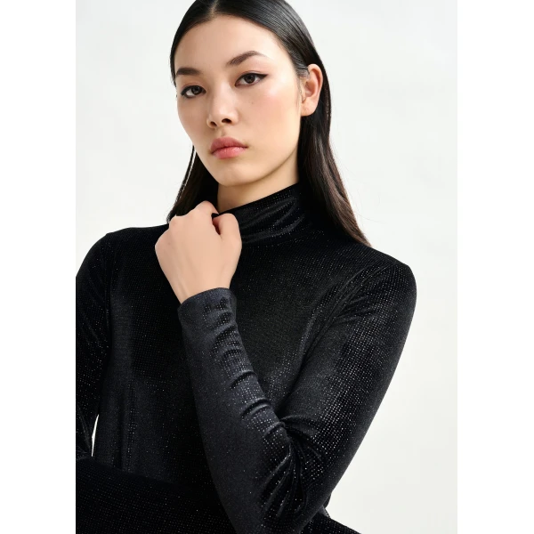 Essentiel Antwerp Black stretch-jersey turtleneck top - Essentiel Antwerp Tops - Colorful Belgian Design - Shop at Luxury Shoes 