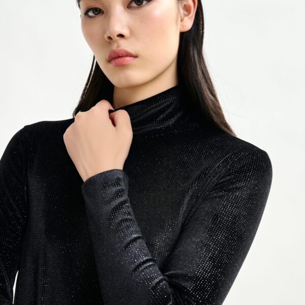 Essentiel Antwerp Black stretch-jersey turtleneck top, view 3