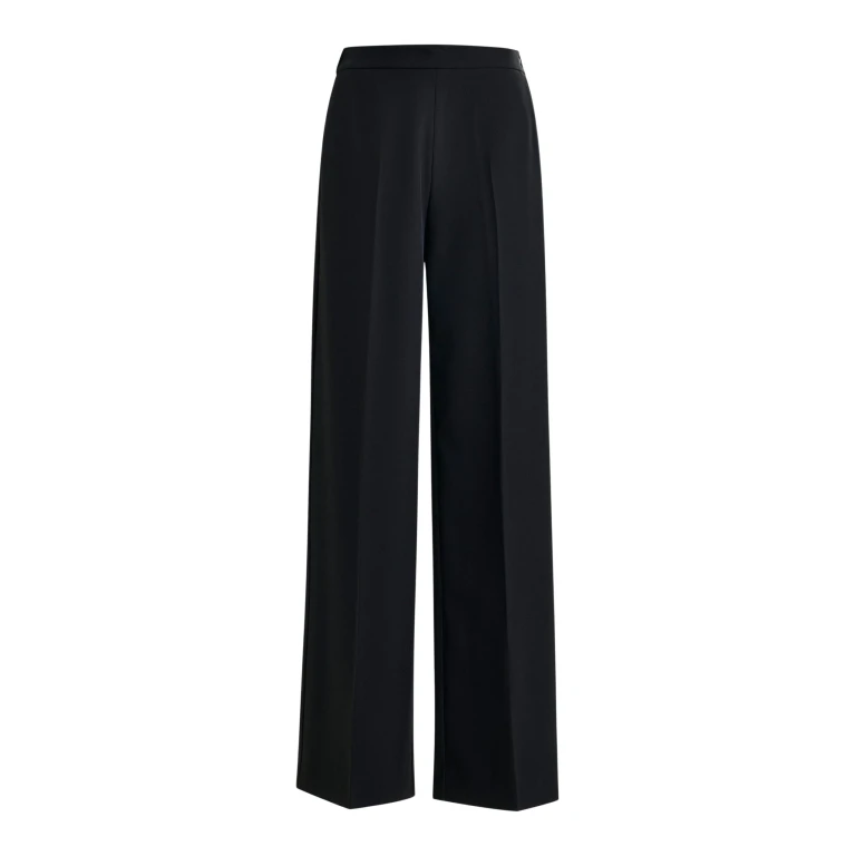Essentiel Antwerp Black wide-leg pants with pressed crease - Essentiel Antwerp Pants - Colorful Belgian Design - Shop at Luxury Shoes 