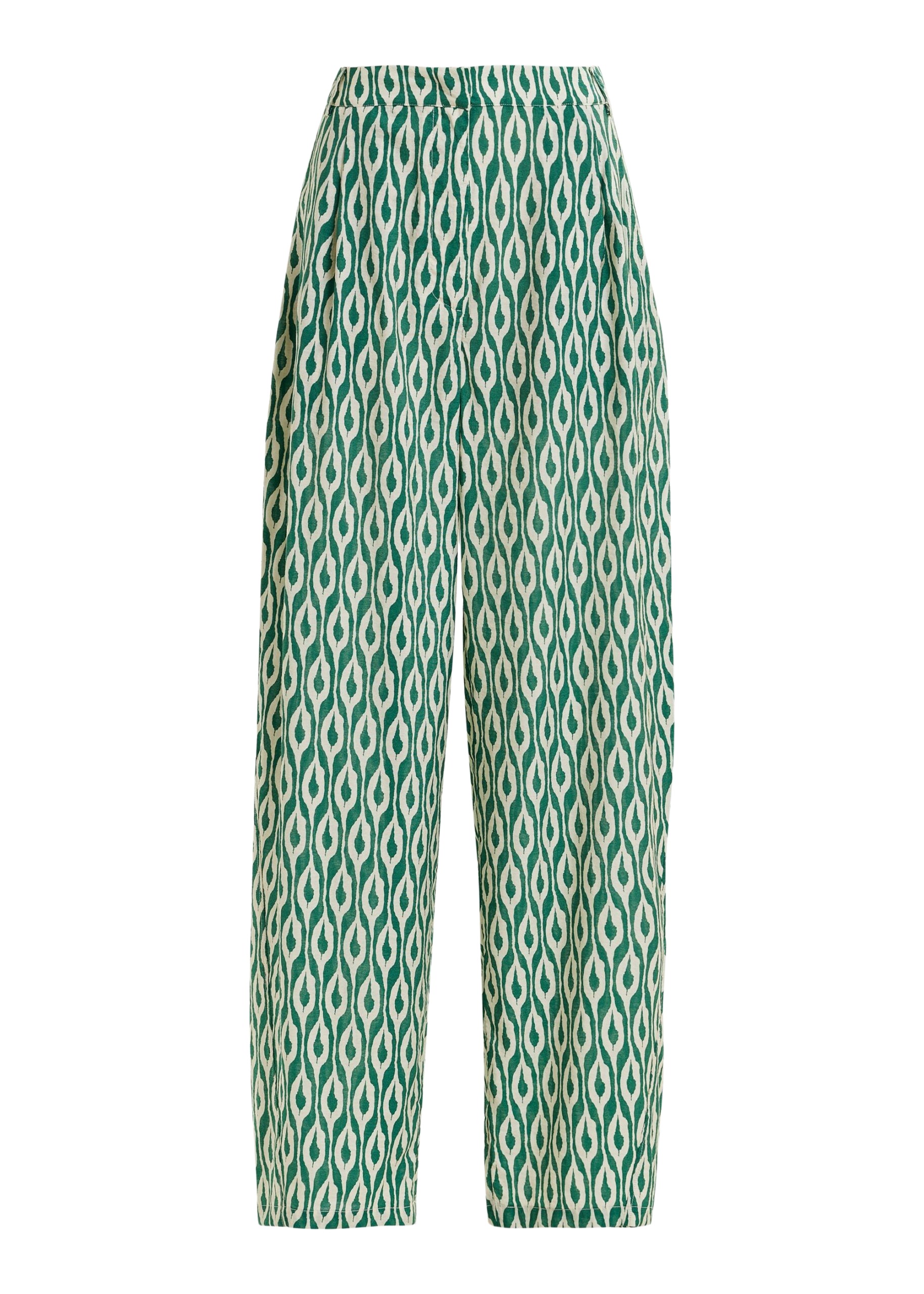 Essentiel Antwerp Blue and beige barrel-leg printed pants - Essentiel Antwerp Pants - Colorful Belgian Design - Shop at Luxury Shoes 