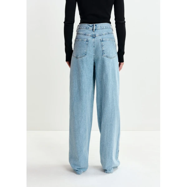 Essentiel Antwerp Blue and black embellished wide-leg jeans - Essentiel Antwerp Pants - Colorful Belgian Design - Shop at Luxury Shoes 