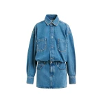 Essentiel Antwerp Blue two-piece denim set with pearl and stud embellishments - Essentiel Antwerp Knitwear - Colorful Belgian Design - Shop at Luxury Shoes 