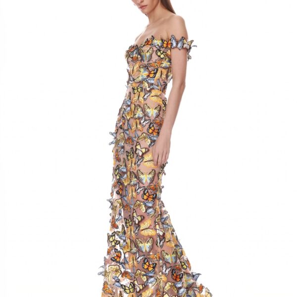 Bronx and Banco Bella 3D Butterfly Jasmine Off the Shoulder Gown, view 2