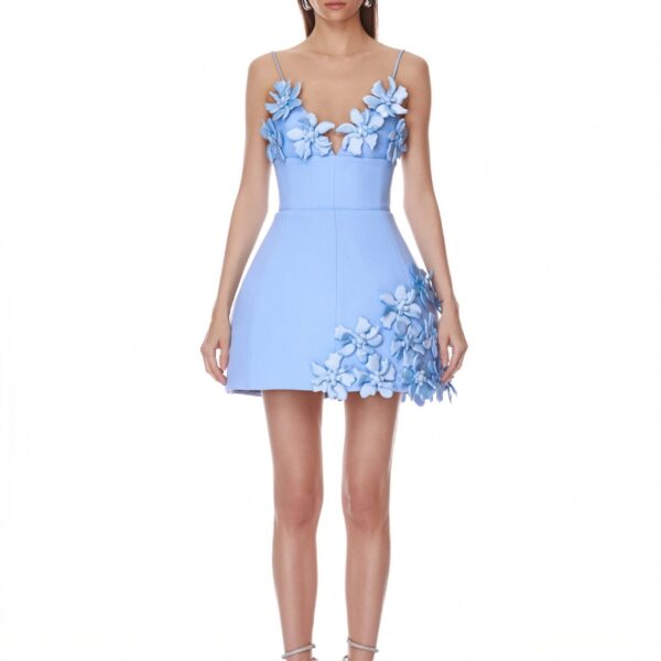 Bronx and Banco Emma Powder Blue Floral Mini Dress