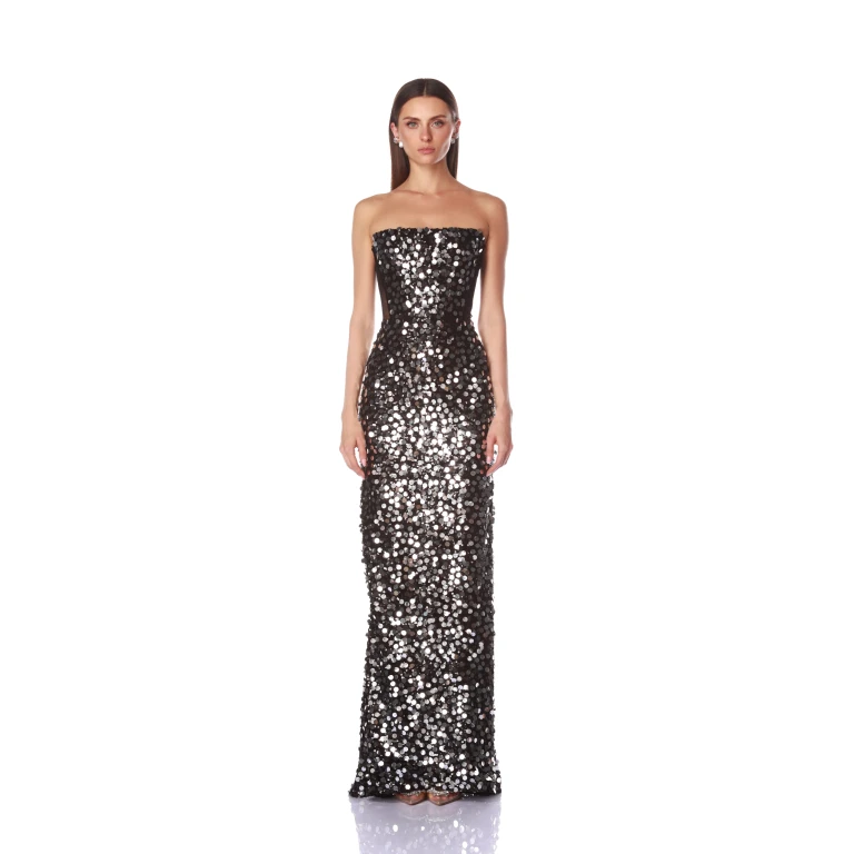 Bronx and Banco Dresses - Bronx and Banco Sequin Evening Dress - Natalie De'Banco Design - Shop at Luxury Shoes 