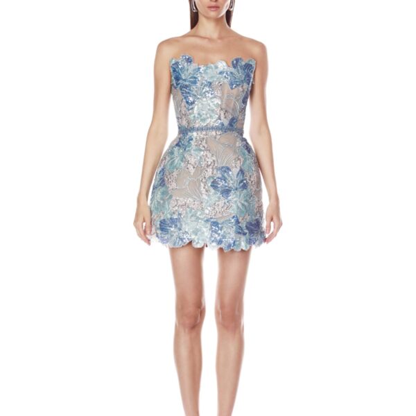 Bronx and Banco Jasmine Maraya Embellished Blue Mini Dress