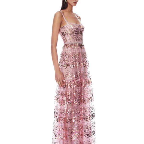 Bronx and Banco Midnight Embellished Blush Gown, view 3