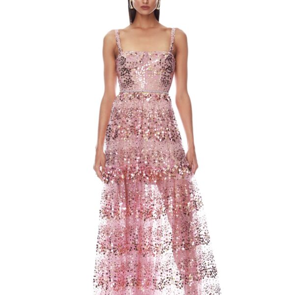 Bronx and Banco Midnight Embellished Blush Gown