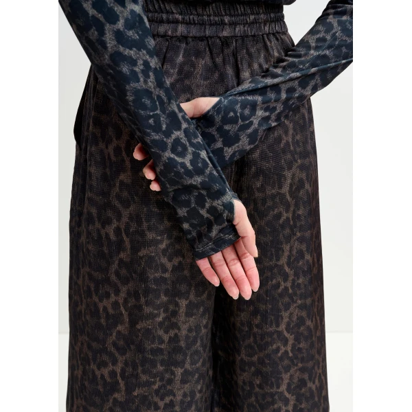Essentiel Antwerp Brown and black leopard print turtleneck top - Essentiel Antwerp Tops - Colorful Belgian Design - Shop at Luxury Shoes 