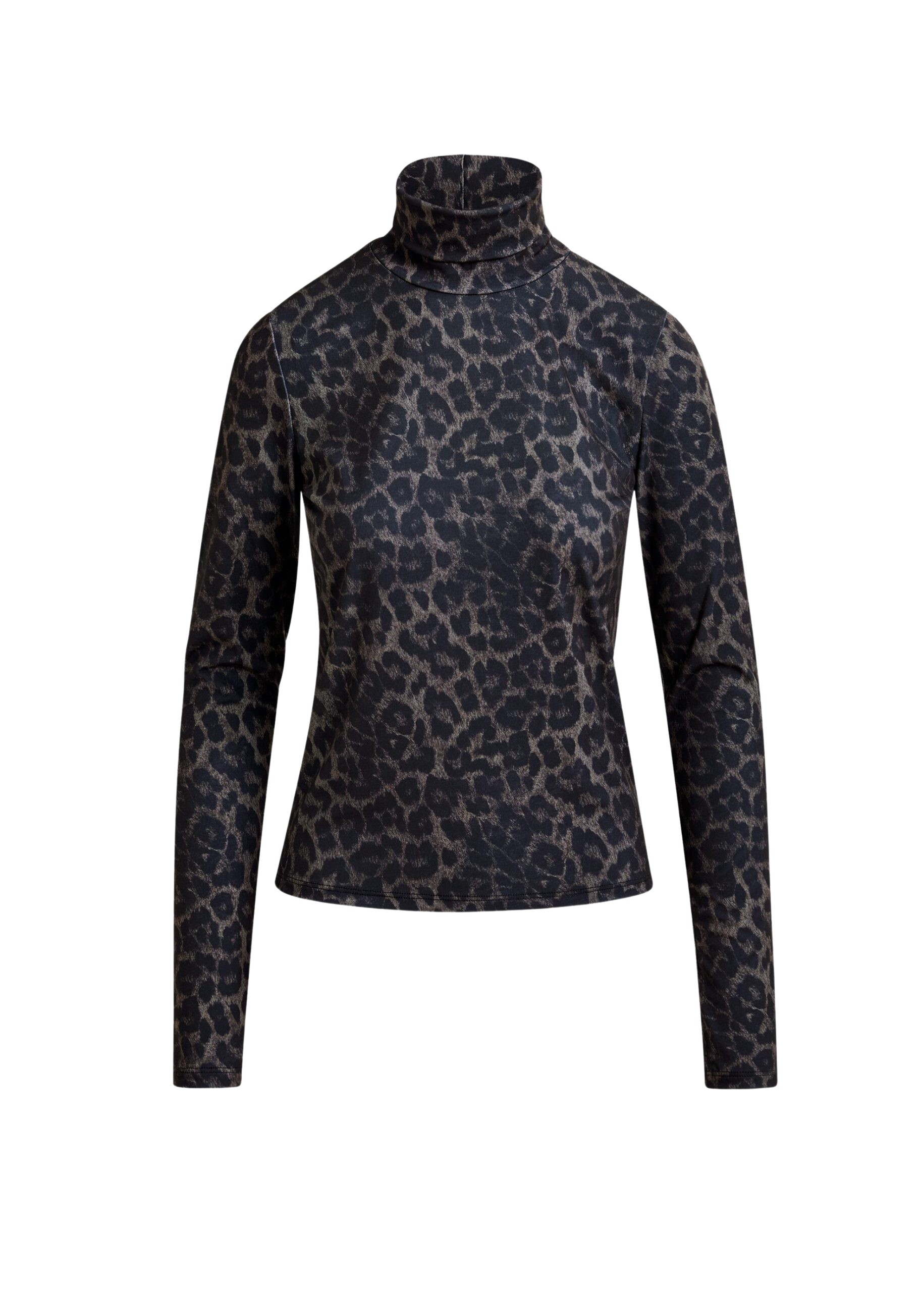 Essentiel Antwerp Brown and black leopard print turtleneck top